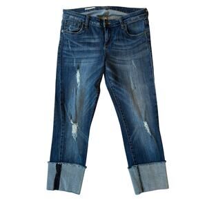 Kut From The Kloth Bella Straight Leg Jeans Distressed Cuffed Size 6